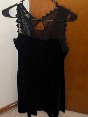Black Velvet Dress with Lace